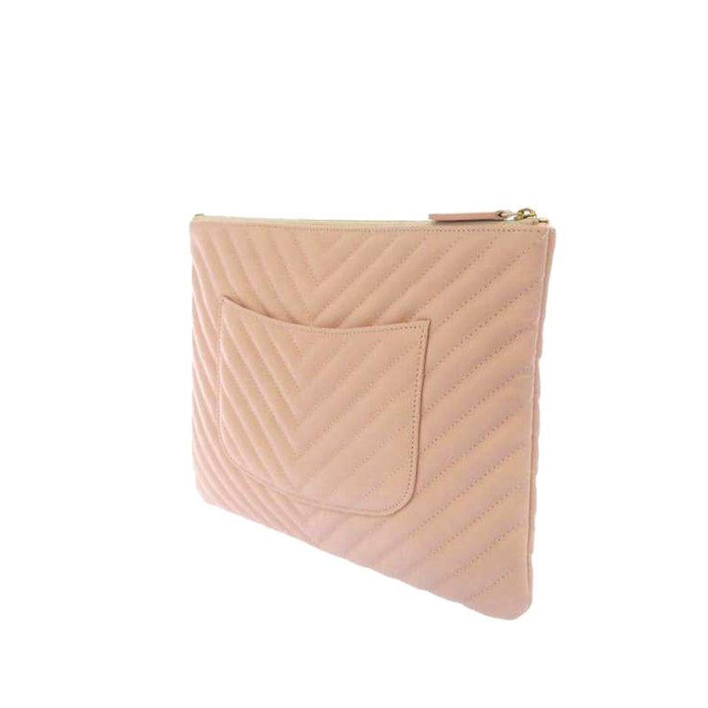 Chevron Leather Clutch Bag Pink - Bag Religion