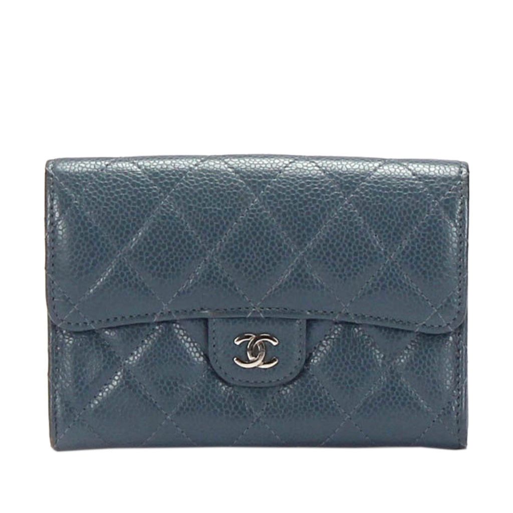 CC Timeless Caviar Leather Small Wallet Blue - Bag Religion