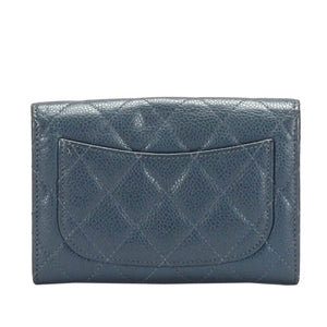 CC Timeless Caviar Leather Small Wallet Blue - Bag Religion