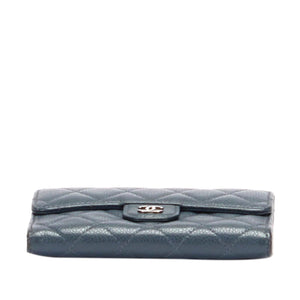 CC Timeless Caviar Leather Small Wallet Blue - Bag Religion