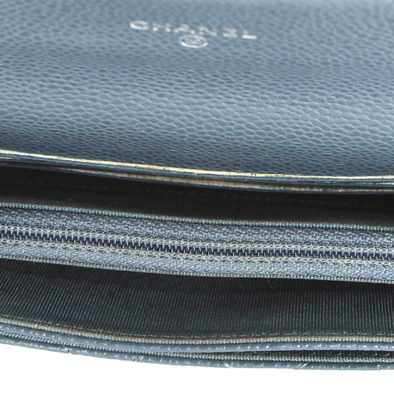 CC Timeless Caviar Leather Small Wallet Blue - Bag Religion