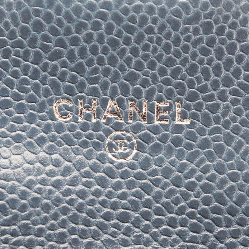 Chanel Large Blue Caviar CC Logo Timeless Flap Wallet 819ca78