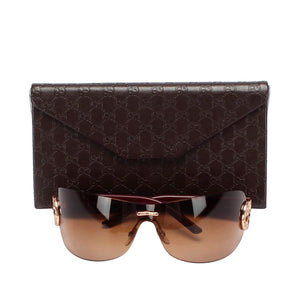 Oversized Shield Sunglasses Brown - Bag Religion