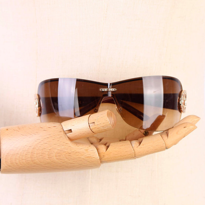 Gucci Oversized Shield Sunglasses Brown | Bag Religion