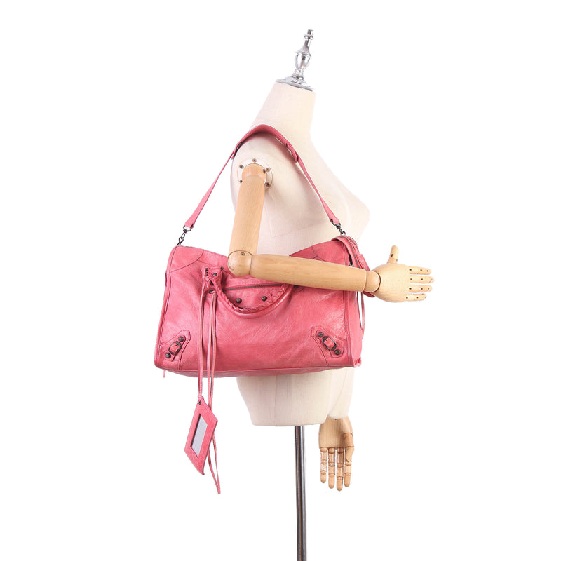 Motocross Classic City Lambskin Leather Satchel Pink - Bag Religion