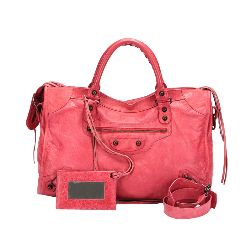 Motocross Classic City Lambskin Leather Satchel Pink - Bag Religion