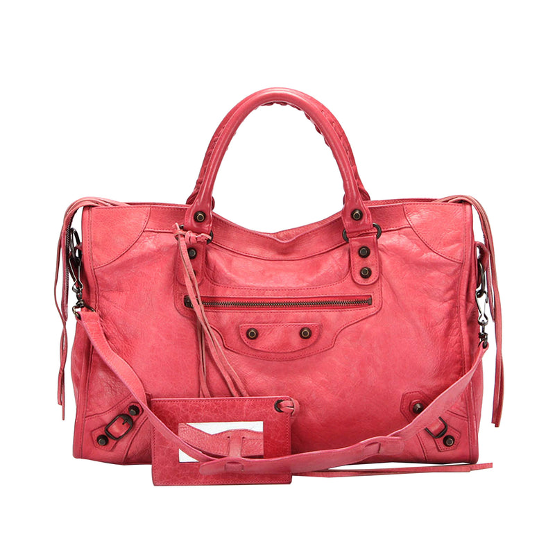 Motocross Classic City Lambskin Leather Satchel Pink - Bag Religion