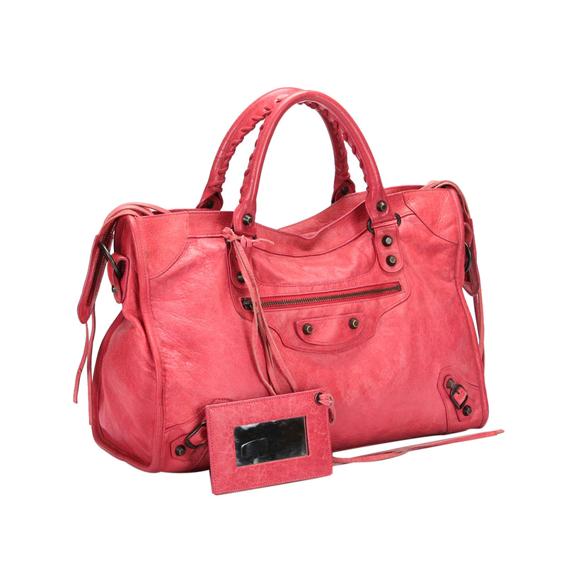 Motocross Classic City Lambskin Leather Satchel Pink - Bag Religion