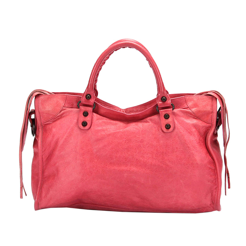 Motocross Classic City Lambskin Leather Satchel Pink - Bag Religion