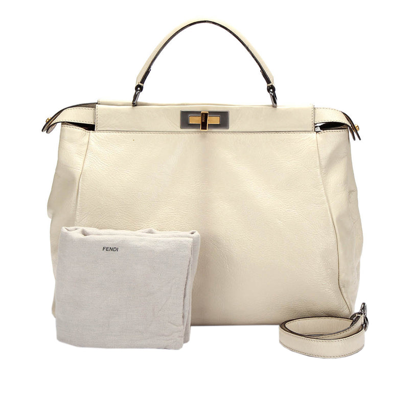 Peekaboo Leather Satchel White - Bag Religion