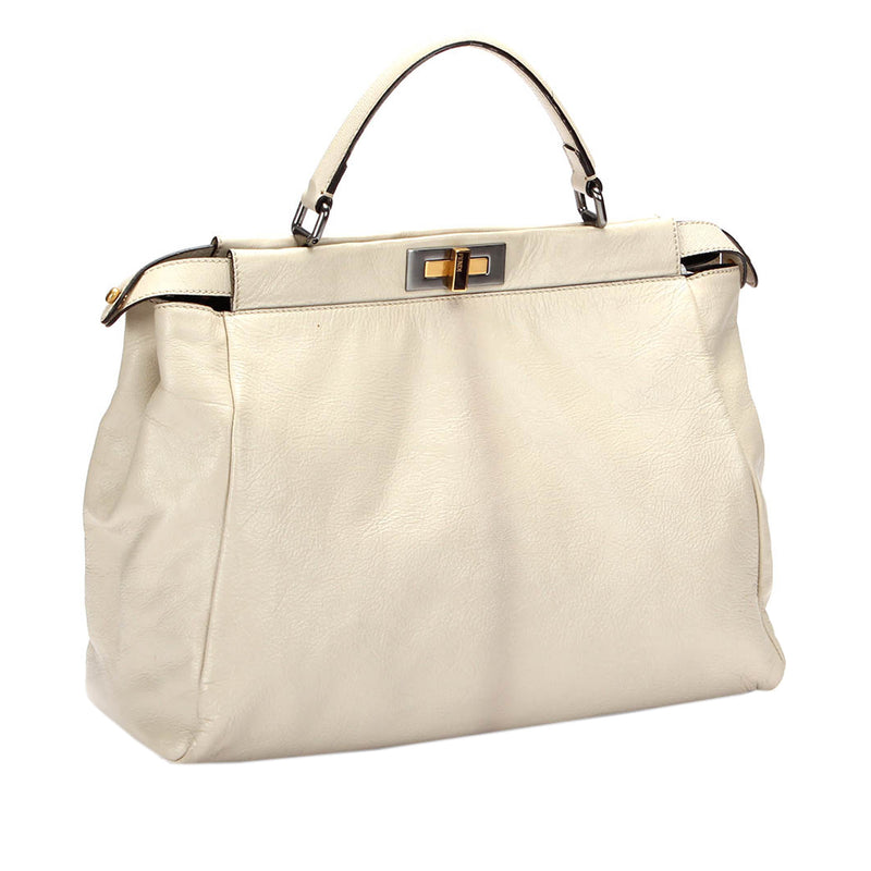 Peekaboo Leather Satchel White - Bag Religion