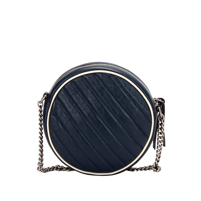 Mini GG Marmont Round Leather Crossbody Bag Blue - Bag Religion