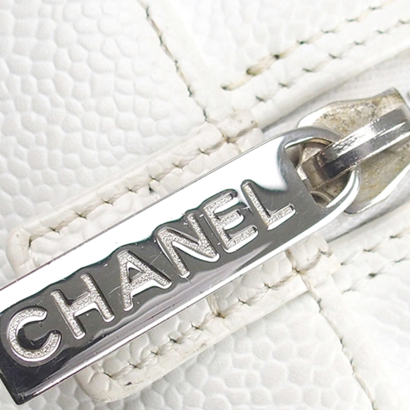 Chanel Caviar Petite Timeless Shopping Tote White