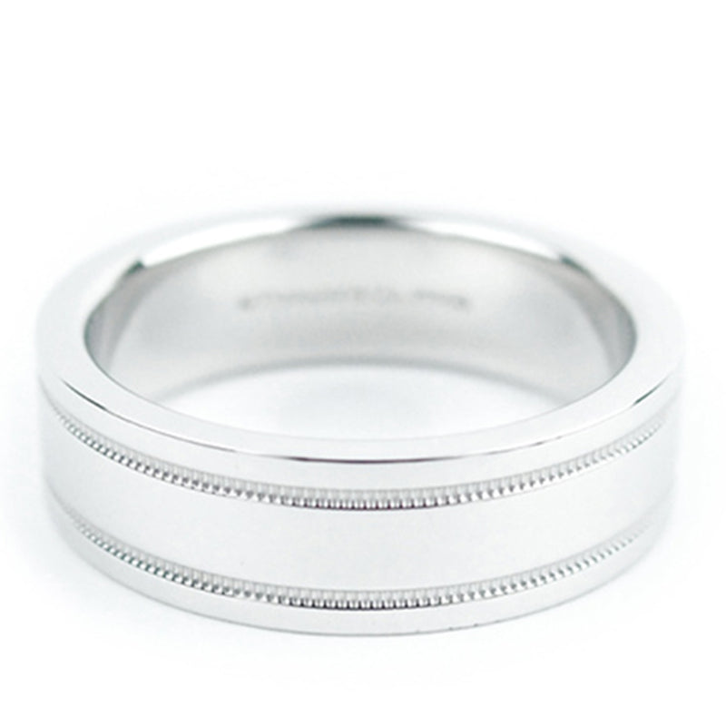 Double Milgrain Platinum Ring Silver
