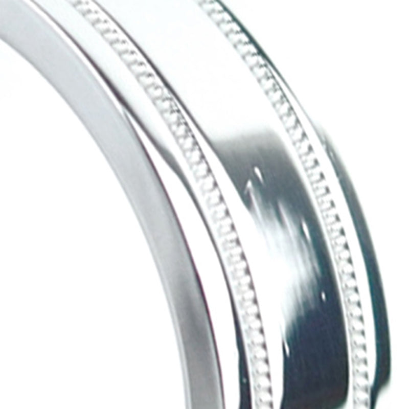Double Milgrain Platinum Ring Silver