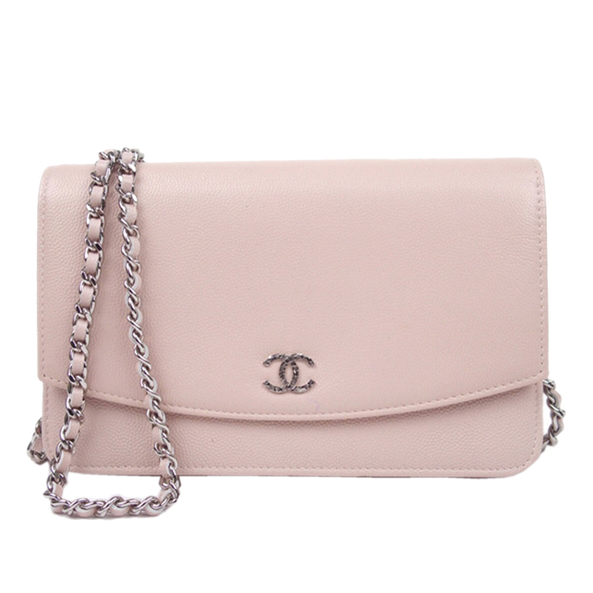 Chanel Quilted Wallet on Chain WOC Pink Caviar Gold Hardware 22S