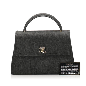 CC Denim Handbag Black GHW