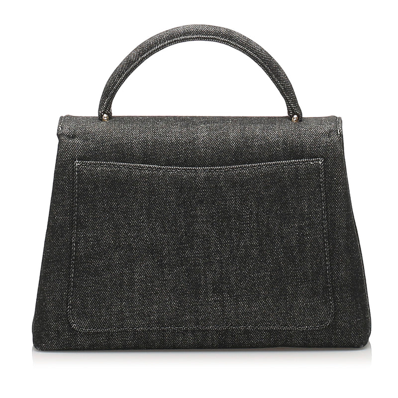 CC Denim Handbag Black GHW