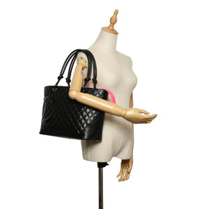Cambon Ligne Lambskin Leather Tote Bag Black GHW