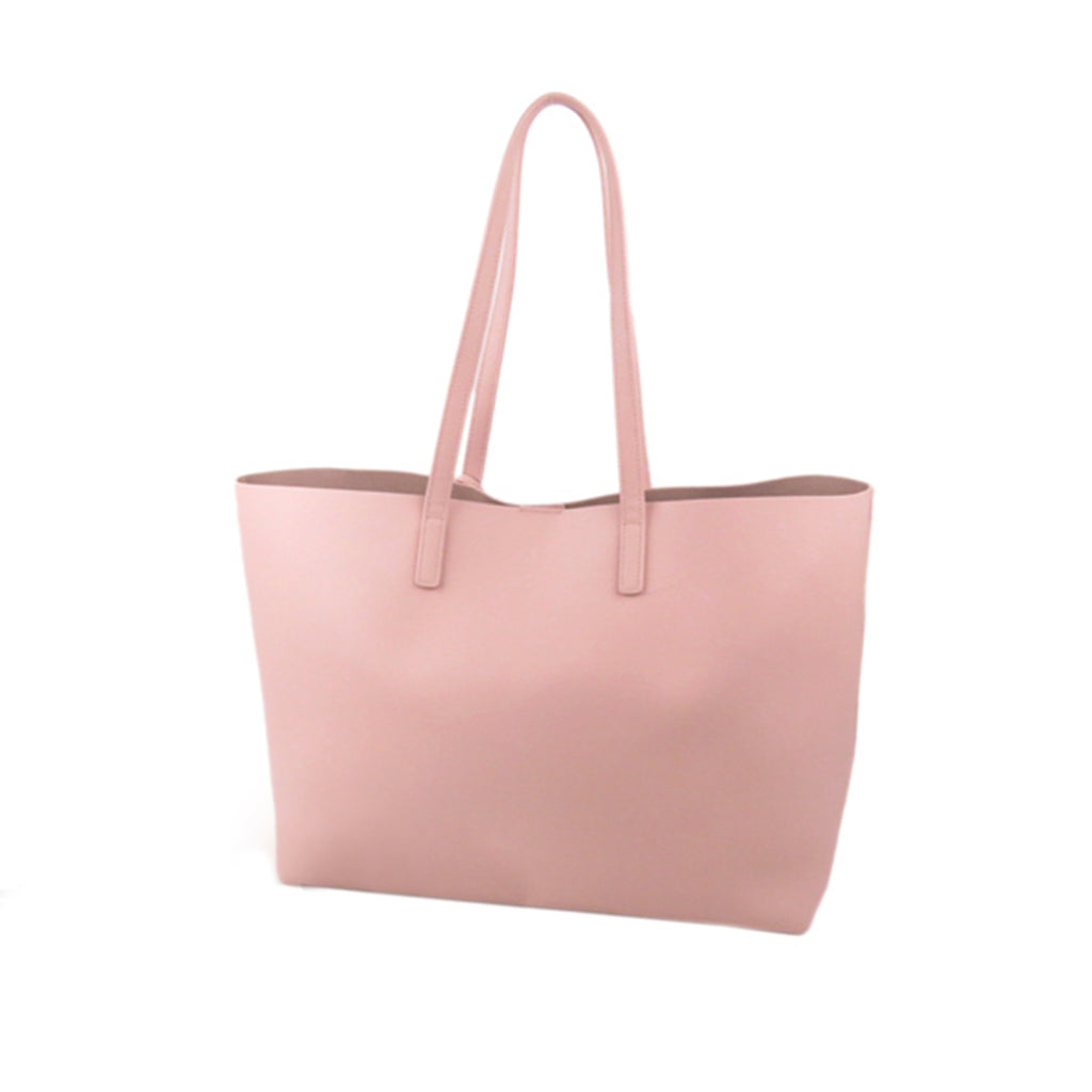 East West Leather Shopping Tote Bag Pink