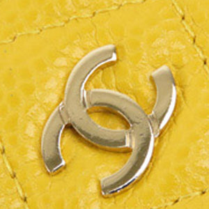 CC Caviar Leather Wallet on Chain Yellow - Bag Religion
