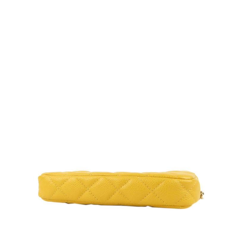 CC Caviar Leather Wallet on Chain Yellow - Bag Religion