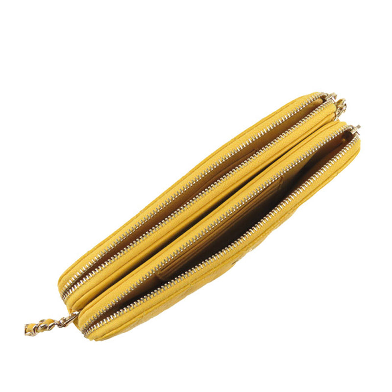 CC Caviar Leather Wallet on Chain Yellow - Bag Religion