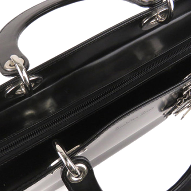 Medium Lady Dior Leather Satchel Black - Bag Religion