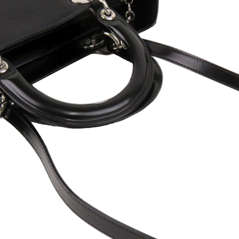 Medium Lady Dior Leather Satchel Black - Bag Religion