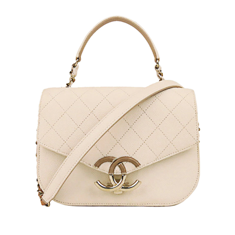 CC Timeless Caviar Leather Satchel White - Bag Religion