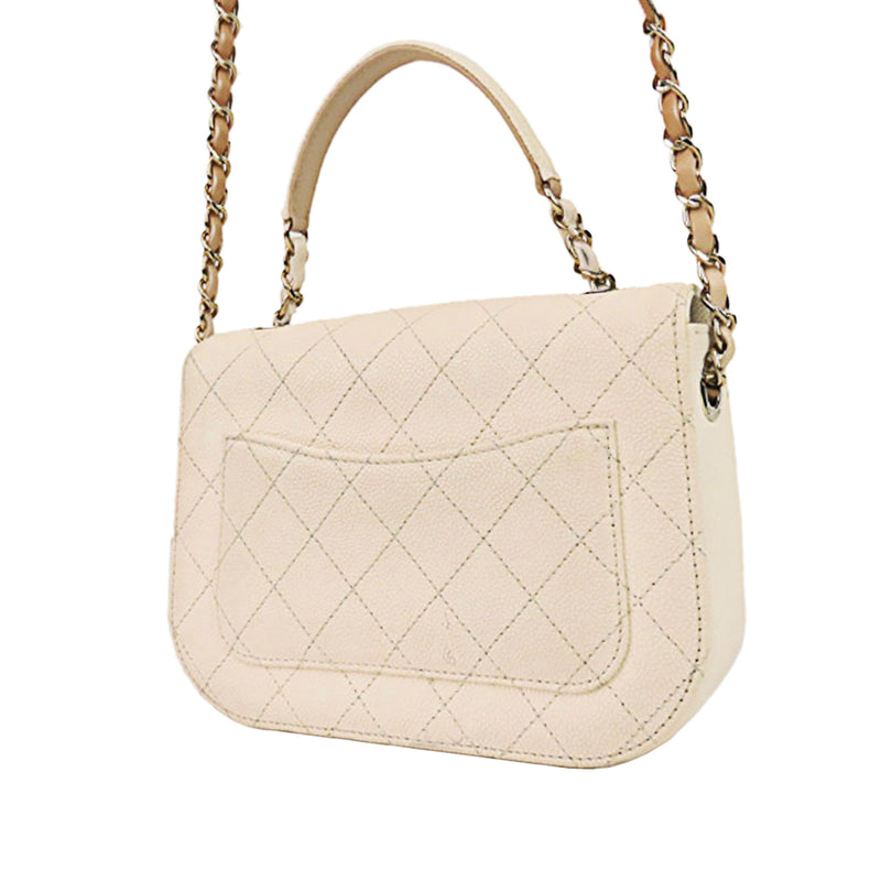 CC Timeless Caviar Leather Satchel White - Bag Religion