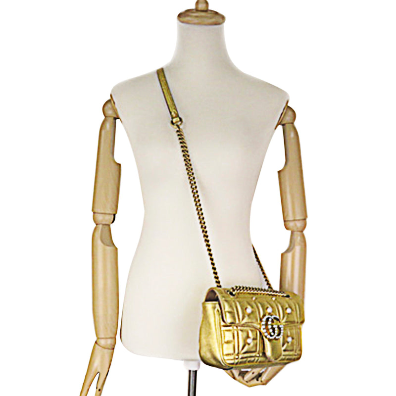 GG Marmont Matelasse Mini Leather Crossbody Bag Gold - Bag Religion