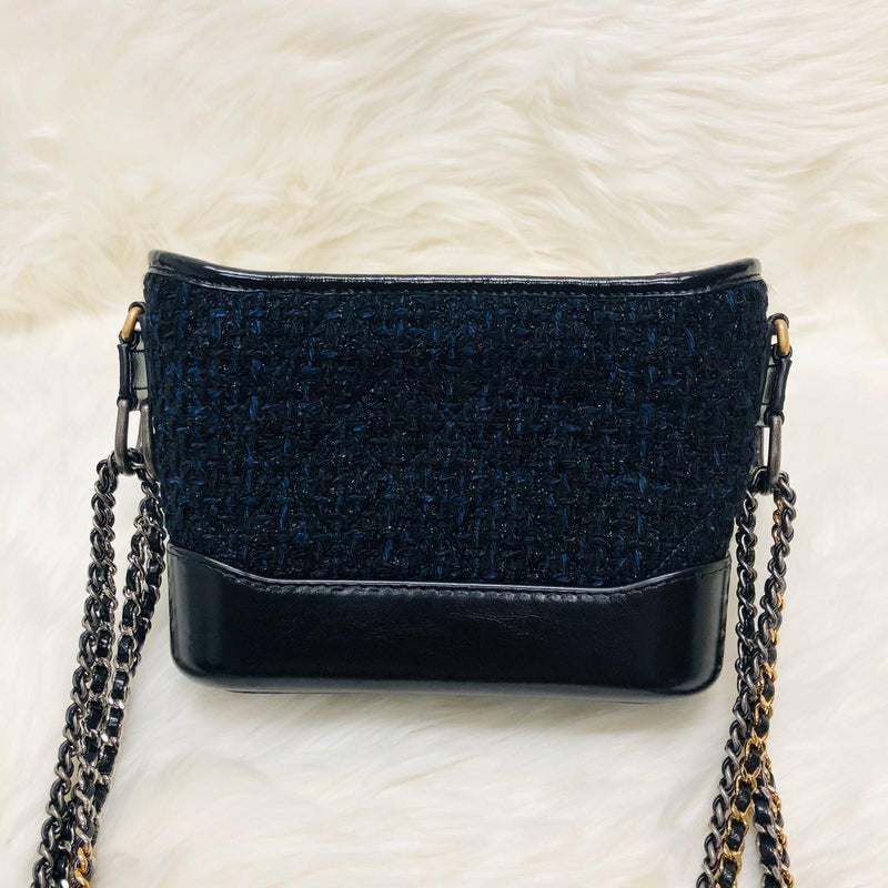 CHANEL blue leather TWEED GABRIELLE HOBO Shoulder Bag at 1stDibs  chanel  gabrielle bag tweed, chanel blue tweed bag, chanel gabrielle blue