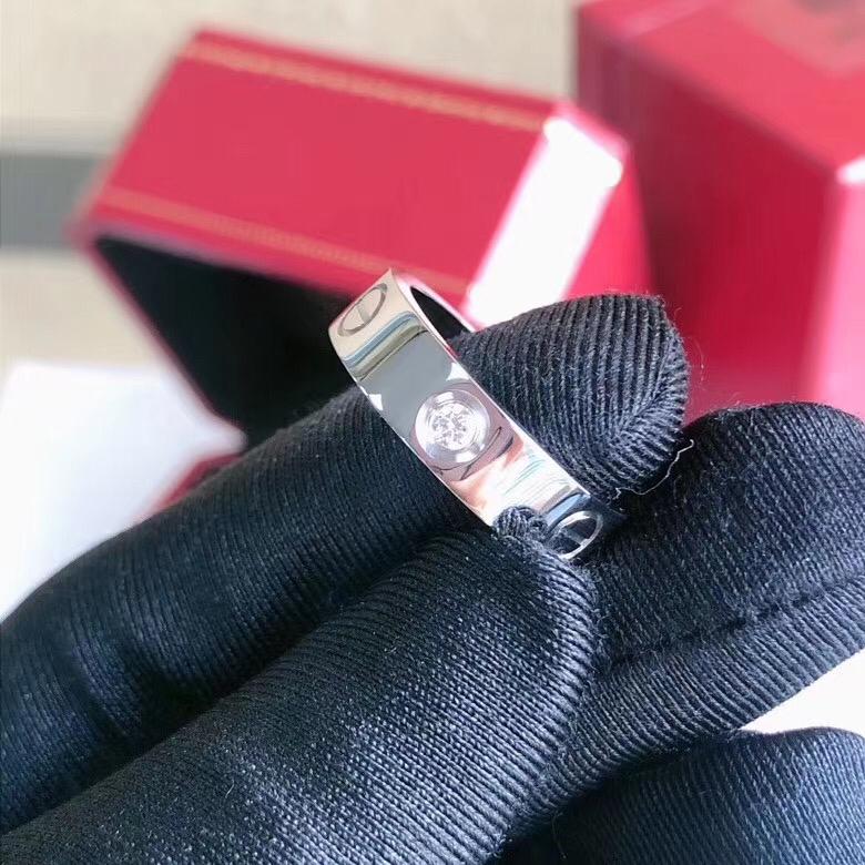 Cartier Size 57 18K 3 Diamond Love White Gold Ring Bag Religion