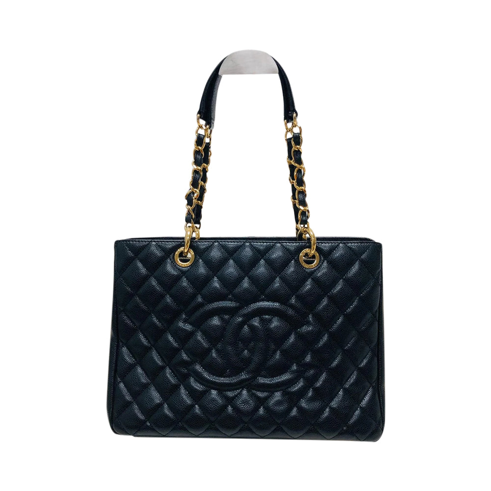 Chanel Black Caviar GST Leather Grand Shopping Tote in Black