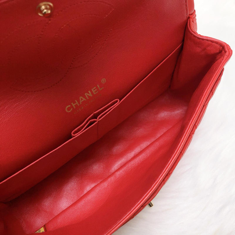 Timeless Classic Calfskin Double Flap Red Bag
