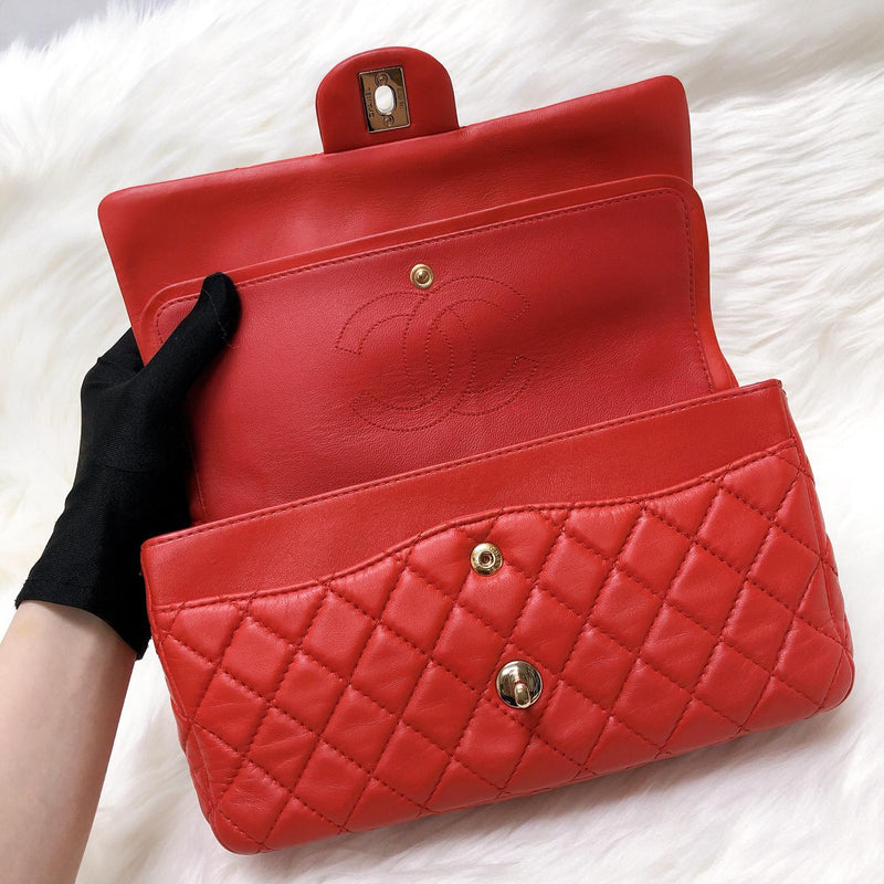 Timeless Classic Calfskin Double Flap Red Bag