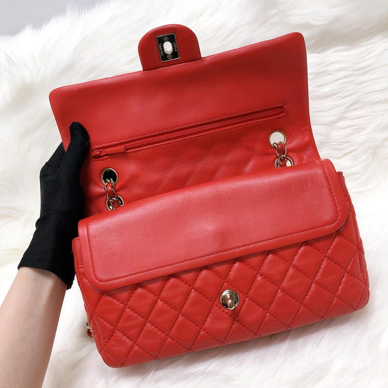Timeless Classic Calfskin Double Flap Red Bag