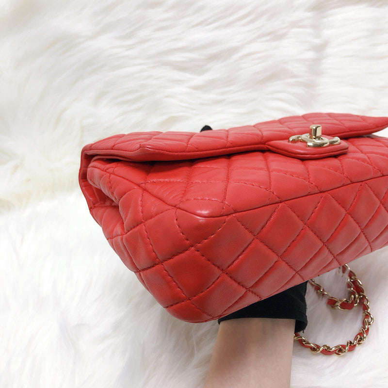 Timeless Classic Calfskin Double Flap Red Bag