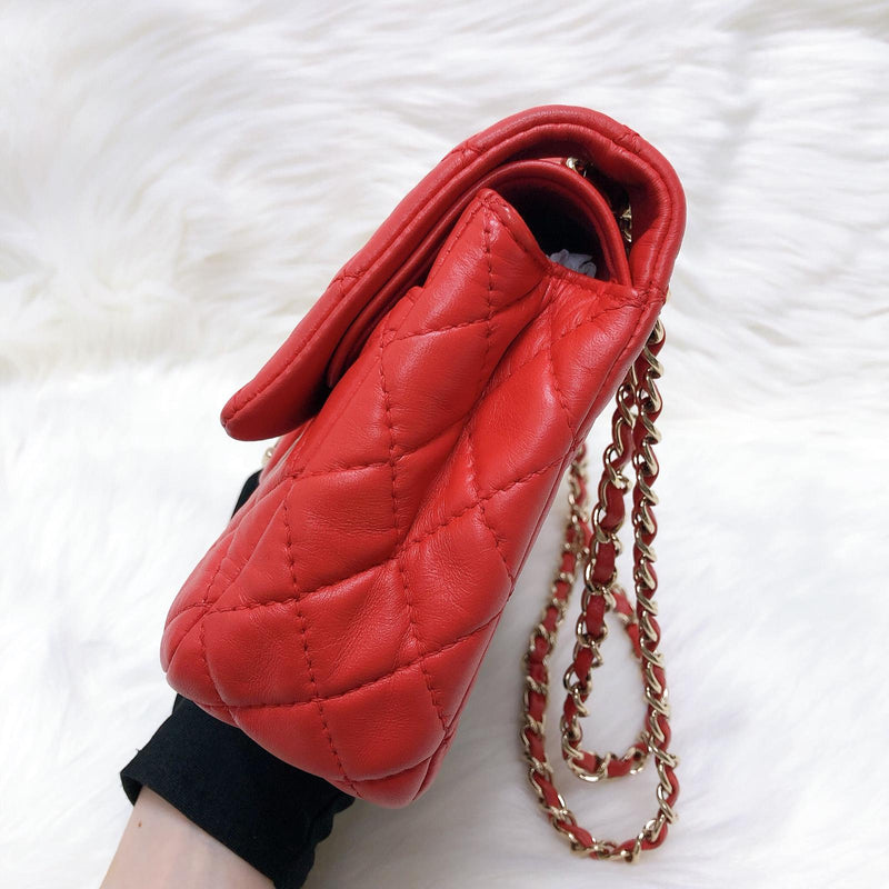 Timeless Classic Calfskin Double Flap Red Bag