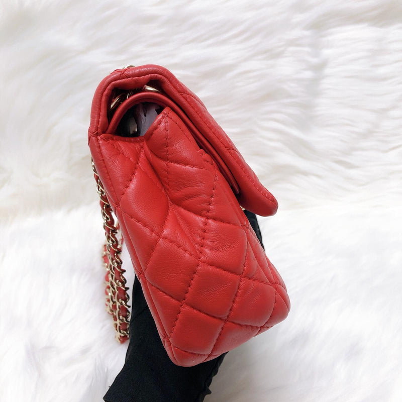 Timeless Classic Calfskin Double Flap Red Bag