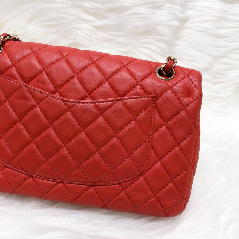 Timeless Classic Calfskin Double Flap Red Bag