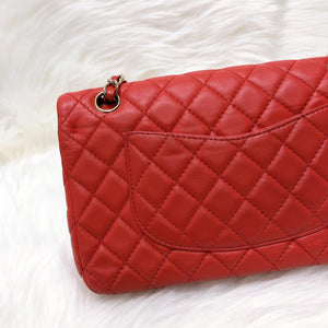 Timeless Classic Calfskin Double Flap Red Bag