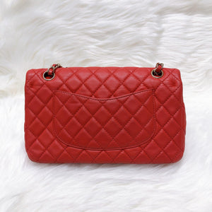 Timeless Classic Calfskin Double Flap Red Bag