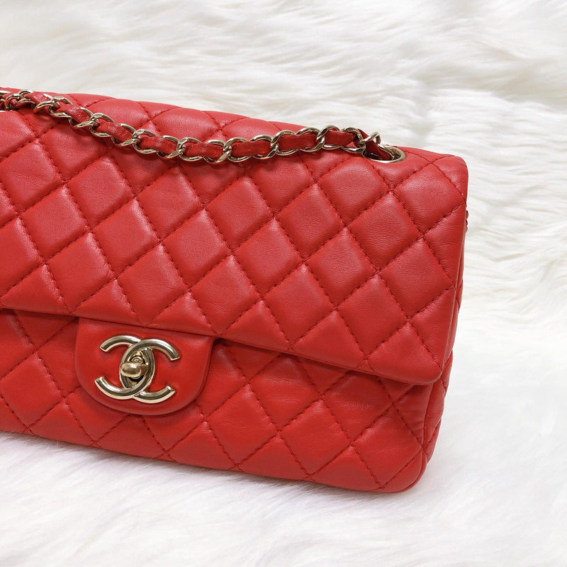 Timeless Classic Calfskin Double Flap Red Bag