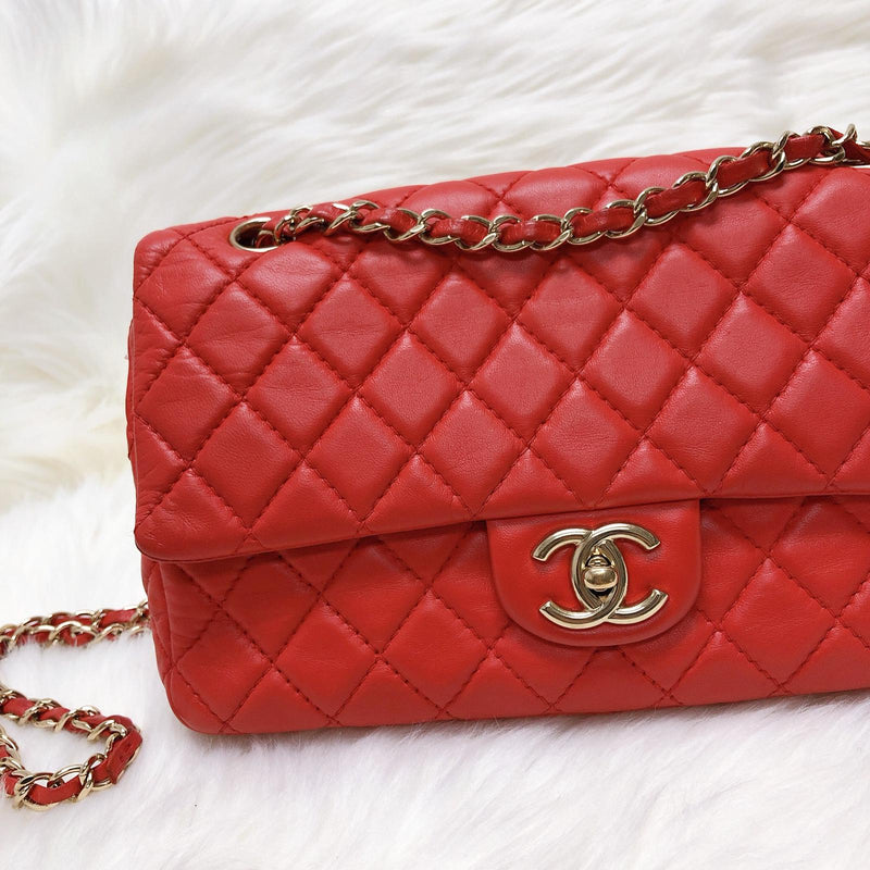 Timeless Classic Calfskin Double Flap Red Bag