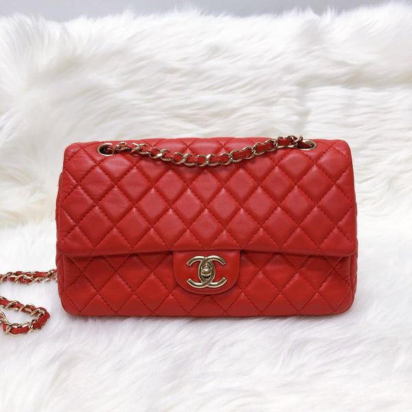 Timeless Classic Leather Double Flap Red Bag