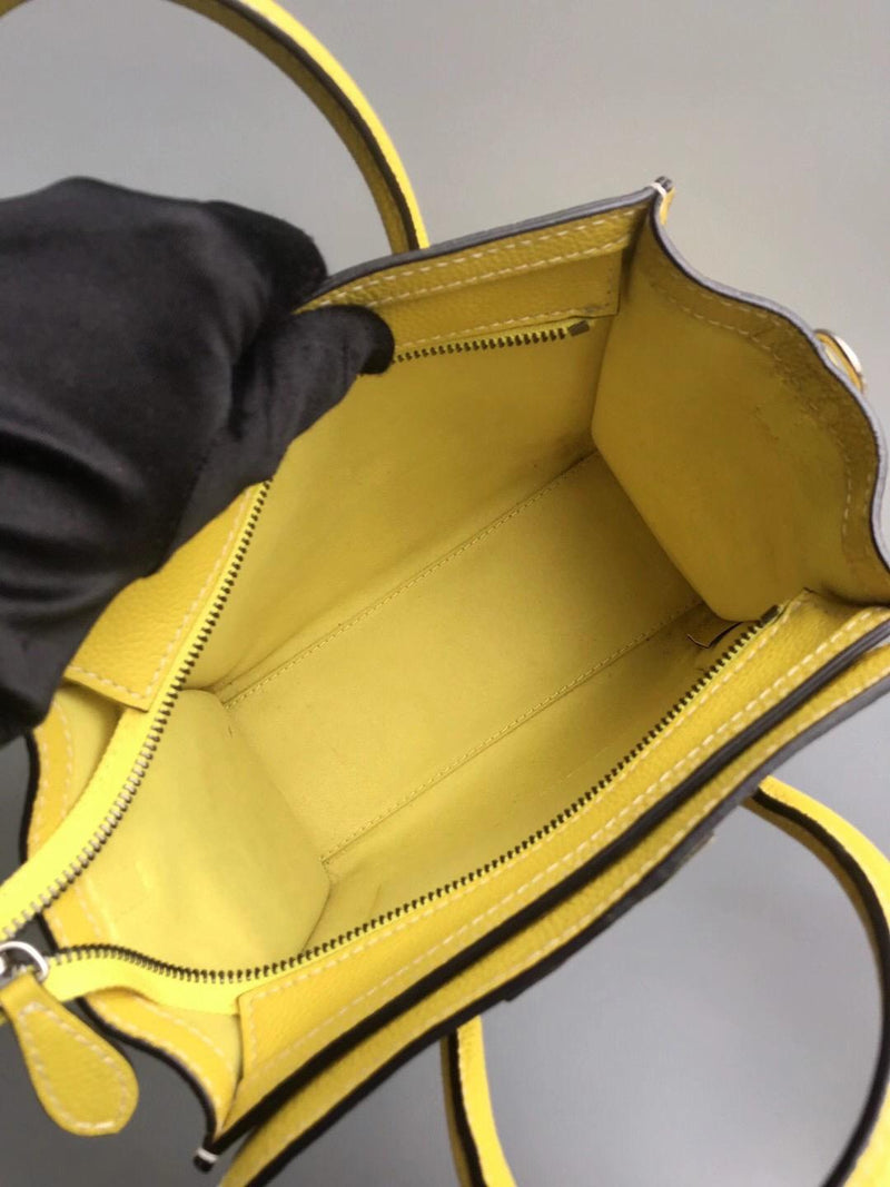 Yellow Leather Nano Luggage Tote