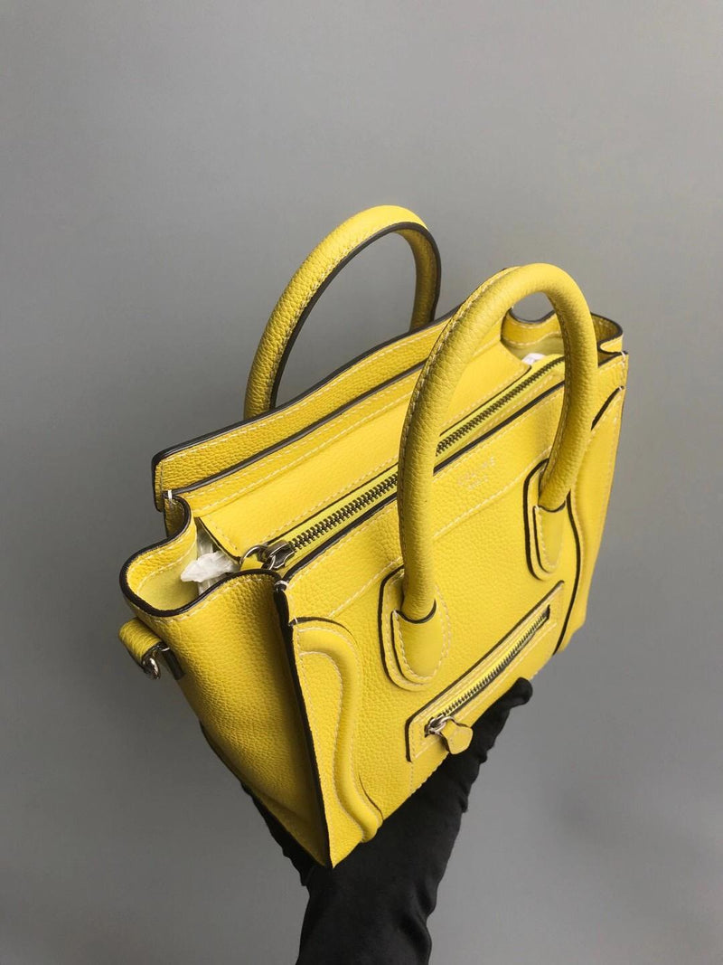 Yellow Leather Nano Luggage Tote