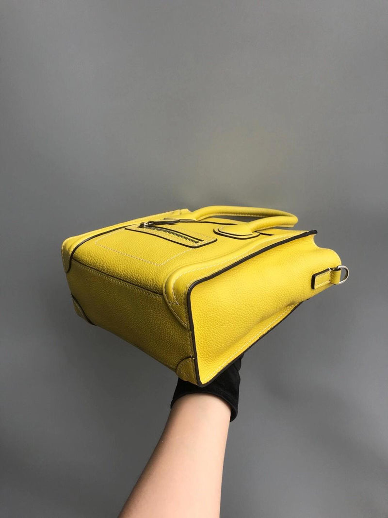 Yellow Leather Nano Luggage Tote